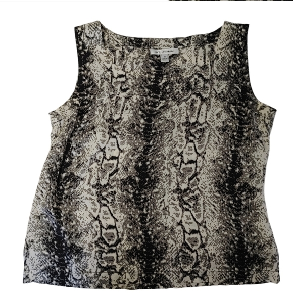 St. John Snake Skin Print Silk Pleated Skirt & Blouse Set - Picture 3 of 15